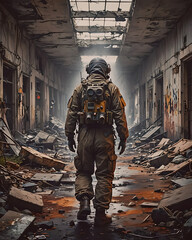 the man in a gas mask