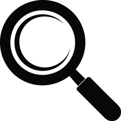 Silhouette of a search icon, search magnifying glass flat icon for apps and websites  