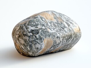 Obraz premium Smooth Gray Rock with Gold Veins on White Background
