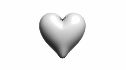 Obraz premium Monochrome Heart: A sleek, three-dimensional monochrome heart, expressing simple affection or used for love, and romance.