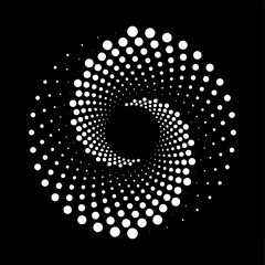 White spiral halftone dotted shape, Geometric art, vector illustration 