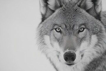 Fototapeta premium Wild Grey Wolf Face In Detailed Focus / gray wolf canis lupus. 