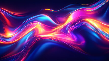 Fototapeta premium Transparent png background featuring a vibrant neon 3d fluid shape that is glowing and luminous. Incandescent Flow. Illustration