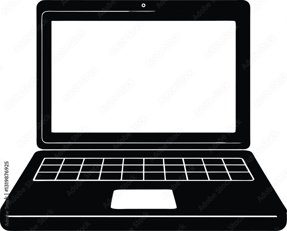 Wall mural silhouette of a laptop, laptop computer or notebook computer flat icon for apps and websites