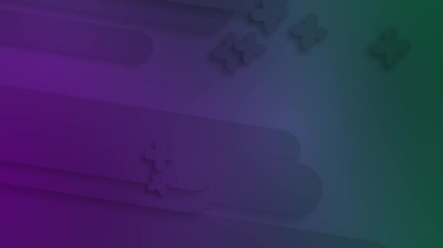 Abstract purple-green gradient background with plus signs, website header