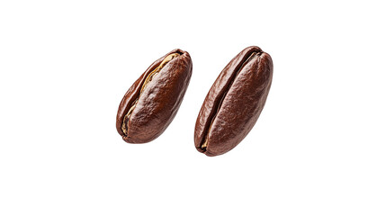 Obraz premium Flying roasted coffee beans isolated on transparent background.