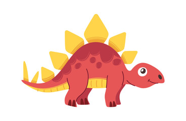 Funny childish dinosaur cartoon character