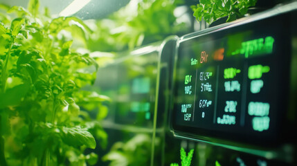 Innovative hydroponic system display screen for smart gardening and efficient plant monitoring