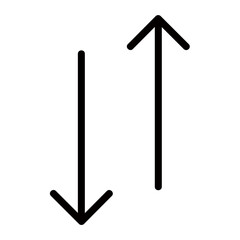 Upward And Downward Arrows Signifying Opposing Forces, A Delicate Balance, Or Contrasting Choices In A Simple, Bold Black Line Art Style