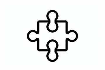 Puzzle Piece Icon Minimalist Black and White Design for Problem Solving Teamwork Strategy Co