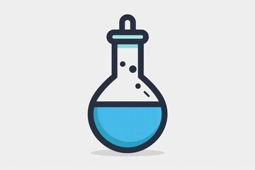 Chemical Flask with Blue Liquid Science Experiment Icon for Education and Research
