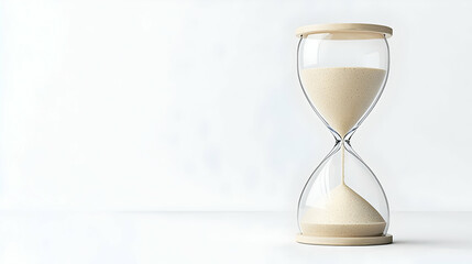 Classic Hourglass With Flowing Sand On White Background Representing The Passage Of Time