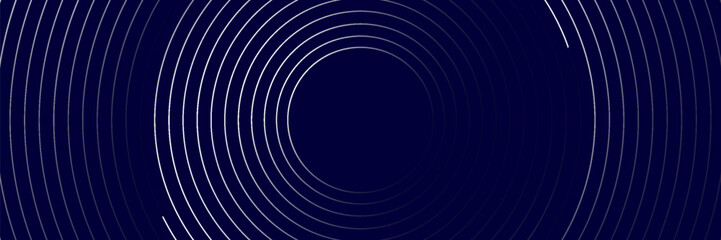 Abstract blue glowing geometric lines on dark blue background. Modern shiny blue circle lines pattern. Futuristic technology concept. Suit for cover, poster, banner, brochure