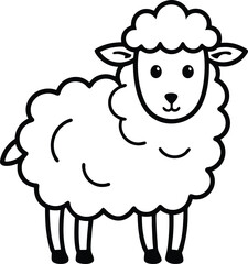 Silhouette of a sheep, sheep line art vector, sheep silhouette isolated on white background, vector illustration 