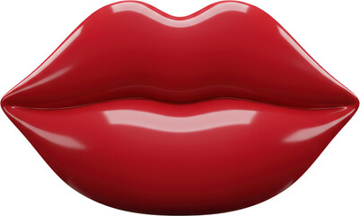 Fototapeta premium Glossy Red Lips 3D Render Sexy Mouth Kissable Lips Beauty Fashion Makeup Valentine s Day