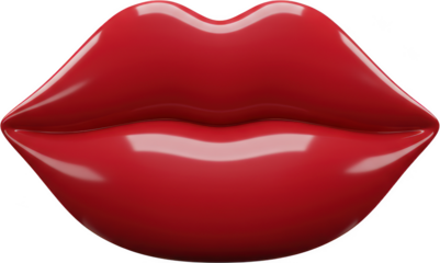 Glossy Red Lips 3D Render Sexy Mouth Kissable Lips Beauty Fashion Makeup Valentine s Day