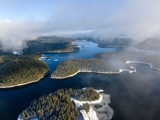 Winter view of Shiroka polyana Reservoir, Bulgaria