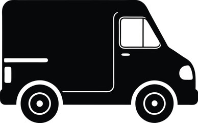 Silhouette of a delivery van,  silhouette delivery van icon  © VectorEliteX