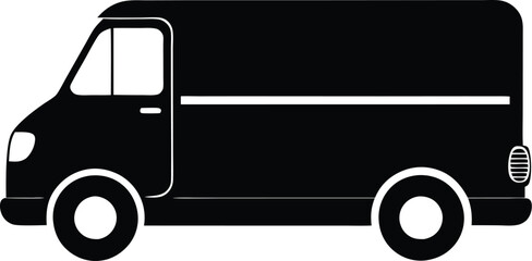 Silhouette of a delivery van,  silhouette delivery van icon  © VectorEliteX