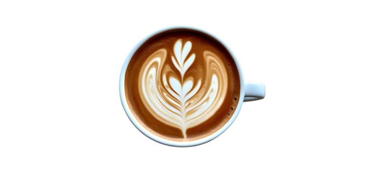 view latte art coffee with heart shape isolated on transparent background  - 8