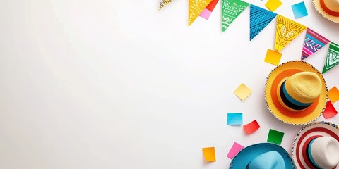 Obraz premium Colorful Hats and Party Decorations on a Bright Background