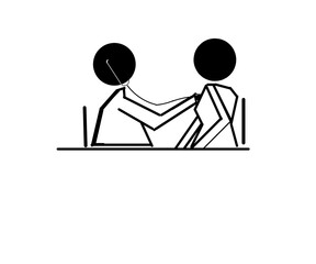 The doctor is listening to the heartbeat of a vector patient