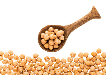 Cicer arietinum - High quality raw chickpeas on a spoon.