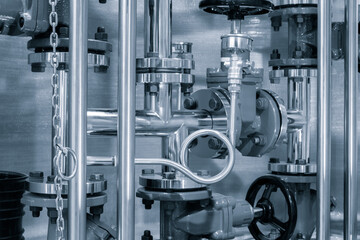 Water supply wiring in the boiler room, metal and plastic pipes, filters, taps and shut-off valves,...