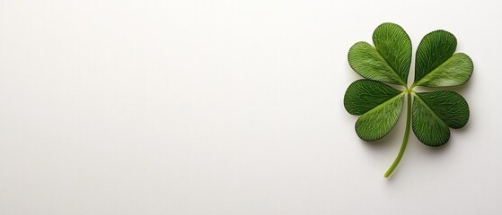 Lucky Four-Leaf Clover on White Background