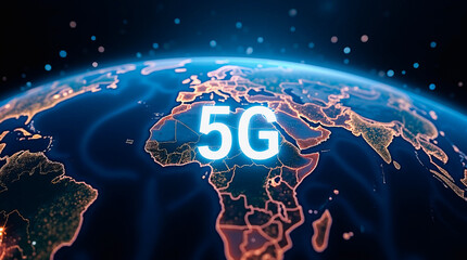 5g A New Era Of Global Connectivity Illuminating The World With Glowing City Lights And A Vibrant Digital Network Across Continents