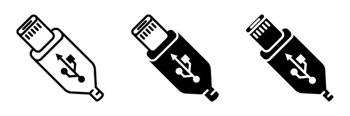 usb icon set flat vecktor trendy popular simple