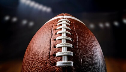 close up of a professional american football with white laces and textured leather design highlighting its unique grip and durability perfect for super bowl game day and competitive play