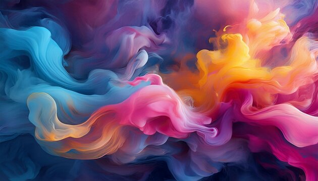 colorful smoke abstract blending shades of pink blue and yellow ideal for graphic design and modern art usage