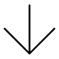 A Simple Downward Arrow Pointing Towards The Bottom, Symbolizing Direction, Guidance, Or A Journeys End, Rendered In Bold Black Lines Against A Clean White Background