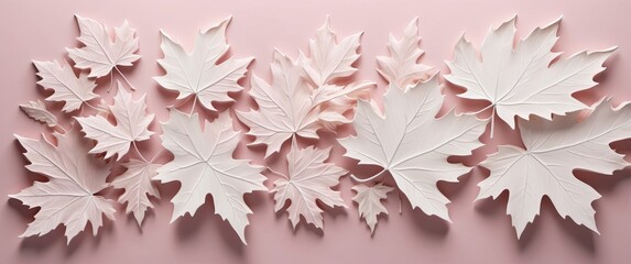  Pastel pink maple leaves in embossed 3D design.