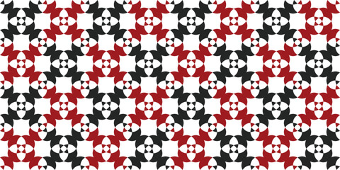 Geometric seamless pattern background, black red floral pattern wallpaper, mosaic vector