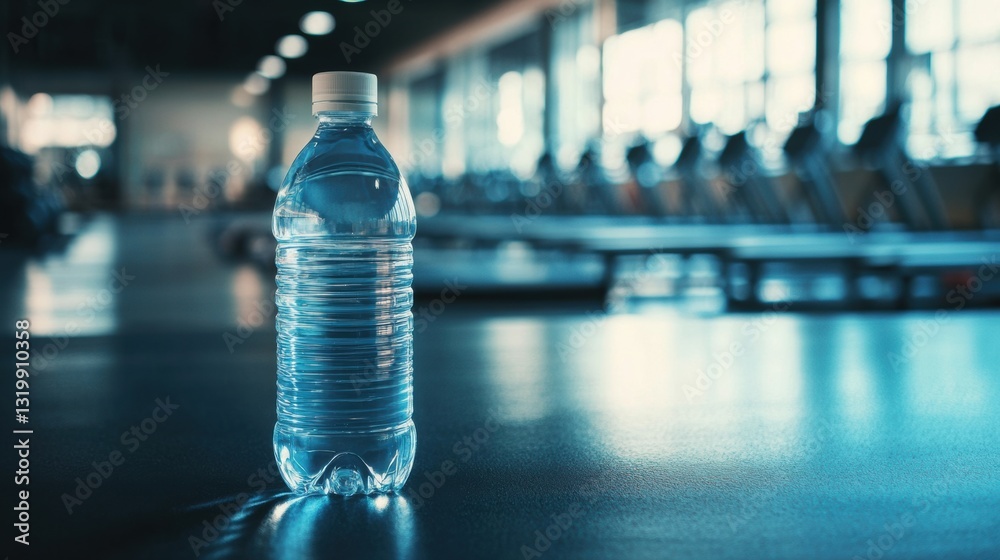 Aufkleber minimalist water bottle positioned for fitness enthusiasts in a modern gym setting with a clean blur