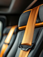 Detailed view of seat belts in vehicle interior emphasizing safety features and design principles