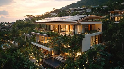 Fototapeta premium Luxury Hillside Residence Tropical Modern Architecture