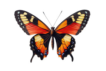 Colorful butterfly with intricate wing patterns isolated on Transparent Background