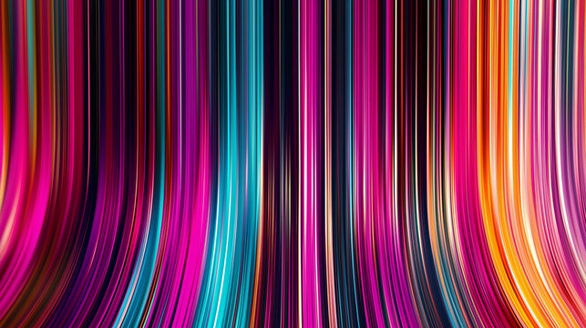 Vertical multi-colored lines running on the floor up the wall