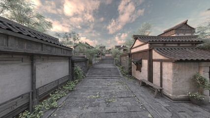 中国式建築物　3DCGレンダリング