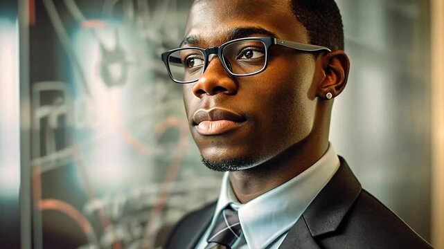 Mann mit Brille analysiert komplexe Formeln