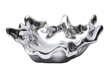 Abstract Silver liquid metal on Transparent Background