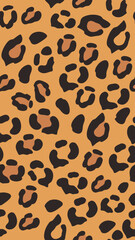 a close-up view of a vibrant leopard print pattern, featuring distinctive dark spots on a warm tan background, vector illustration