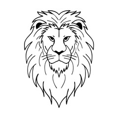 Obraz premium a lion mascot head vector illustration with a fierce and regal presence, a powerful symbol of strength and courage. The monochrome design is simple yet striking