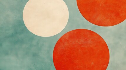 Abstract Teal Background with Orange and Off White Circles