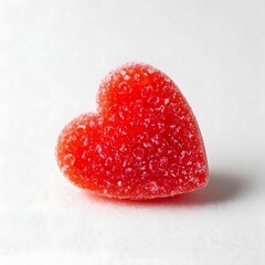 Fototapeta premium gummy candies coated in sugar heart shaped isolated on white background