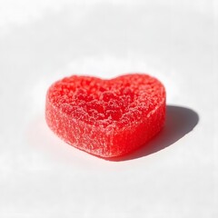gummy candies coated in sugar heart shaped isolated on white background