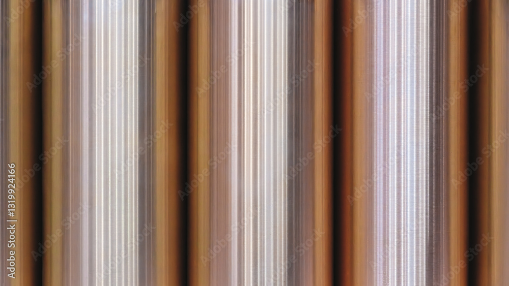Poster abstract textured background of vertical shiny metal cylinders